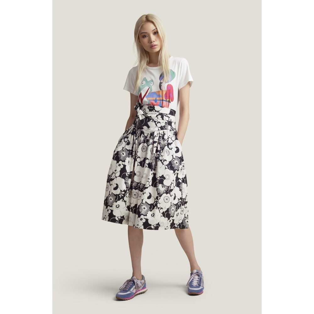 MARC JACOBS belted stretch cotton floral skirt